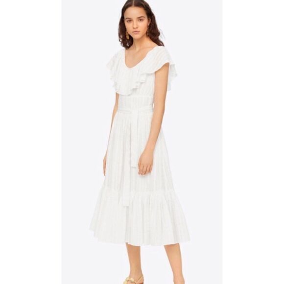 $448 Tory Burch Striped Seersucker Cotton White Dress
Sz 8 - Picture 2 of 8